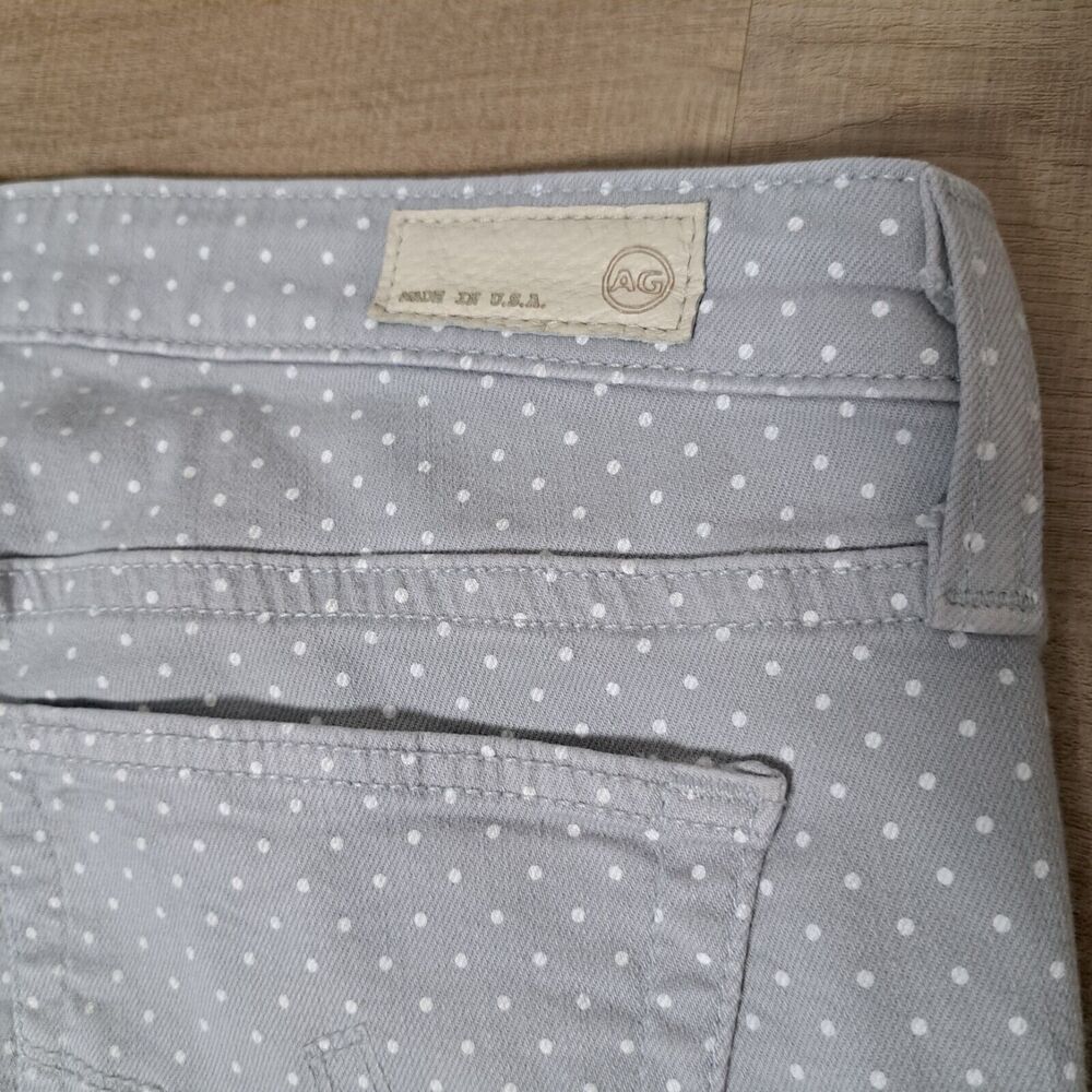 AG Adriano Goldschmied Gray The Stevie Polka Dot Slim Straight Leg Jeans Size 27 - Picture 9 of 13